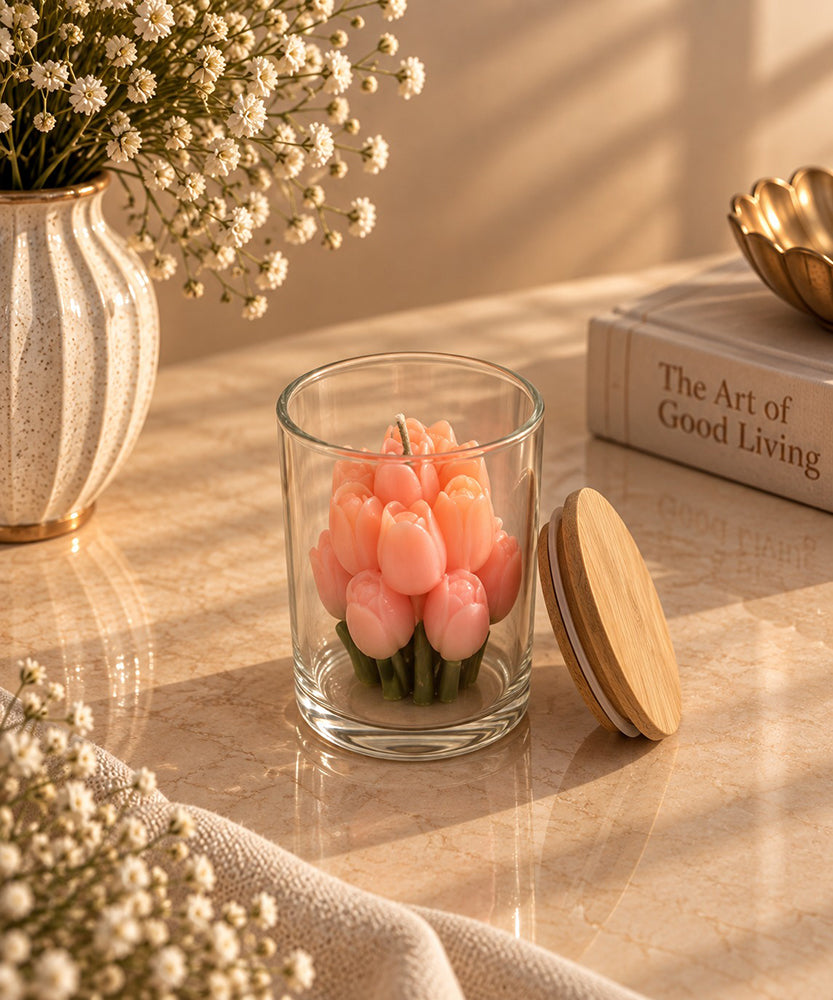 Pink Tulip Decorative Candle