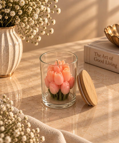 Pink Tulip Decorative Candle