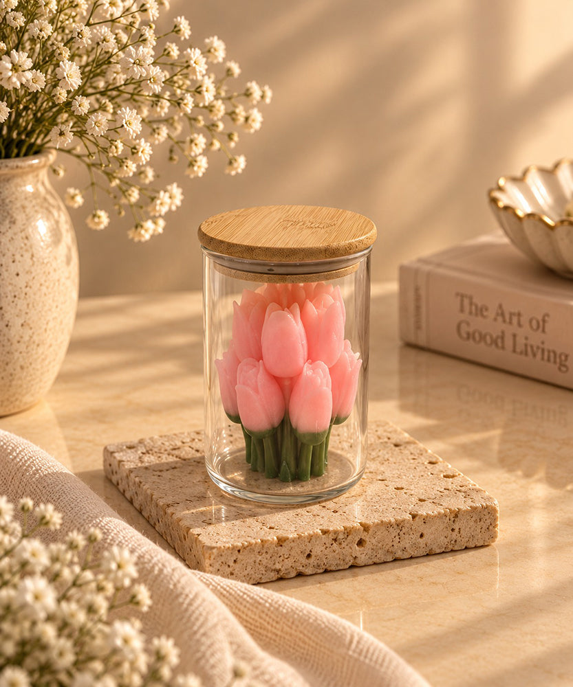 Pink Tulip Decorative Candle