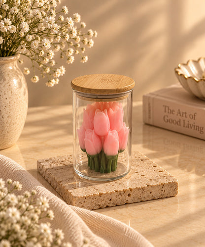 Pink Tulip Decorative Candle