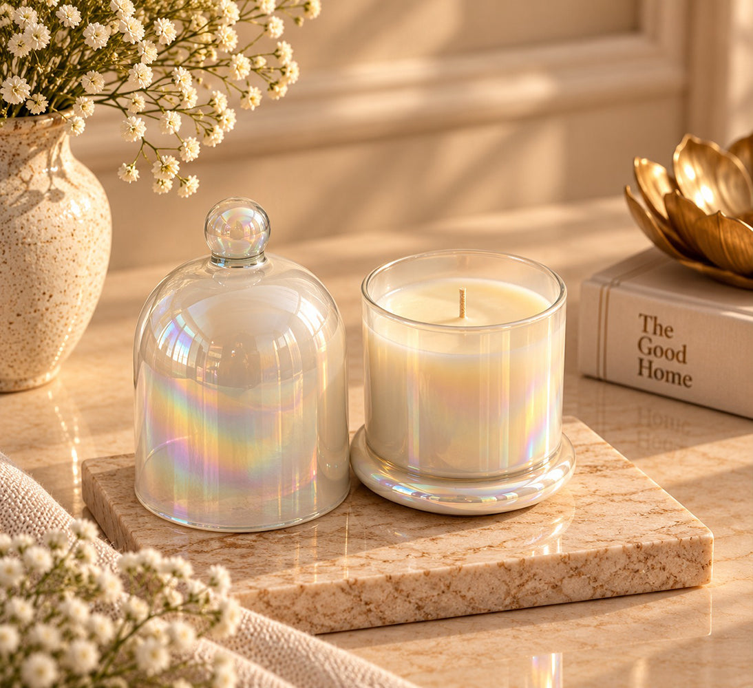 Iridescent Glass Jar Candle