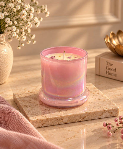 Pink Glass Jar Candle