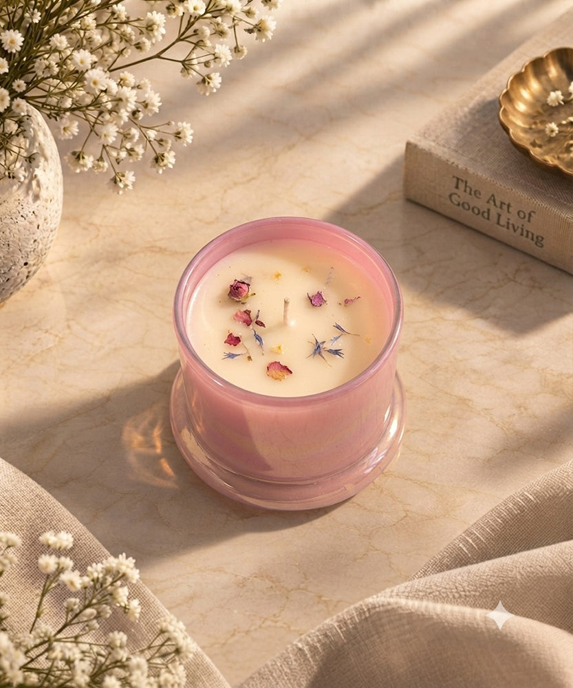 Pink Glass Jar Candle