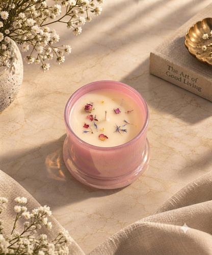 Pink Glass Jar Candle