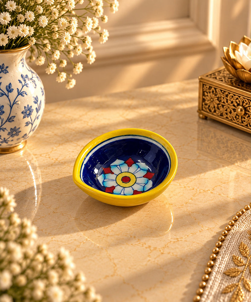 Handmade Blue Pottery Diya