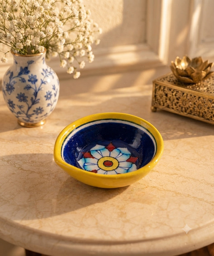 Handmade Blue Pottery Diya