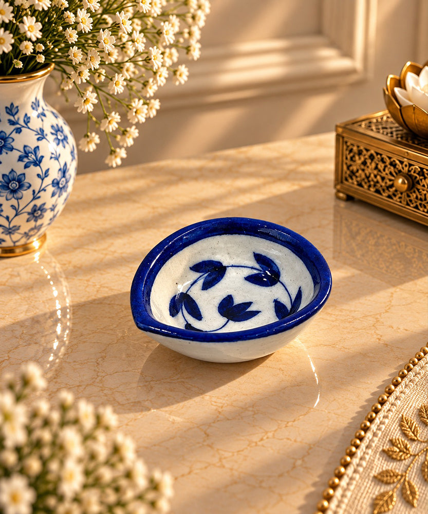 Handmade Blue Pottery Diya