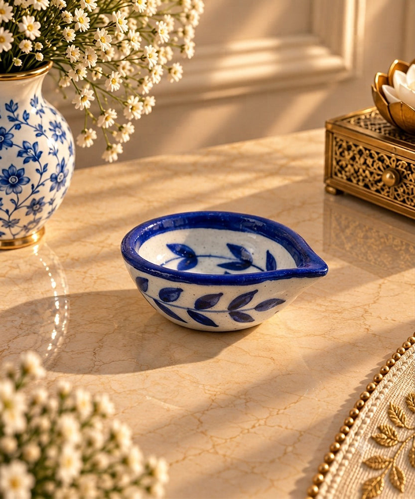 Handmade Blue Pottery Diya