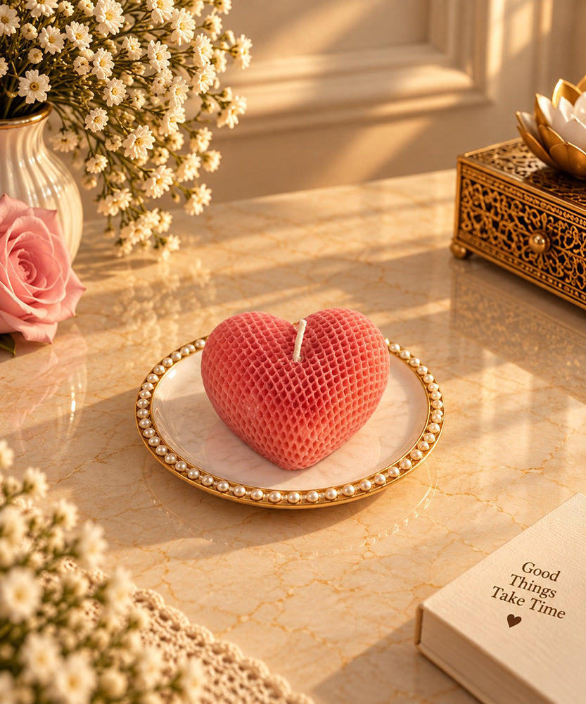 Pink Heart-Shaped Decorative Candle
