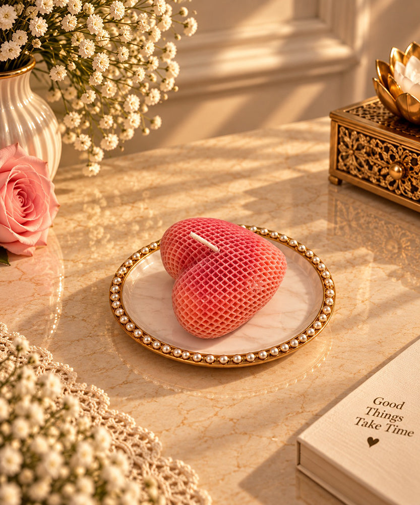 Pink Heart-Shaped Decorative Candle