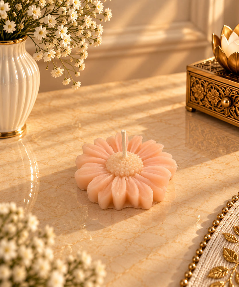 Pink Flower-Shaped Decorative Candle