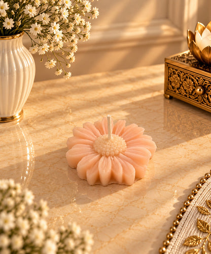 Pink Flower-Shaped Decorative Candle