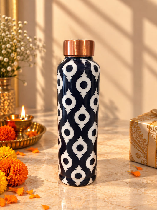 Blue & White Printed Copper Bottle