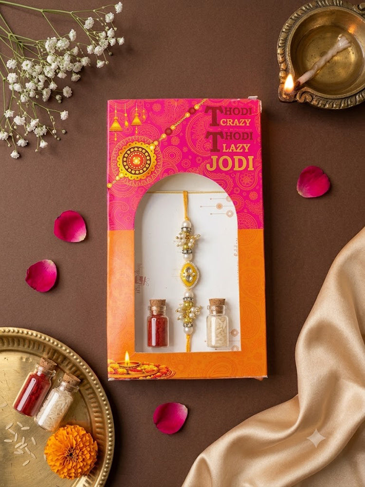 Navy Kundan Evil Eye Rakhi for Bhai