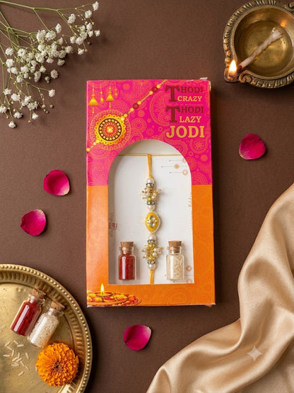 Navy Kundan Evil Eye Rakhi for Bhai