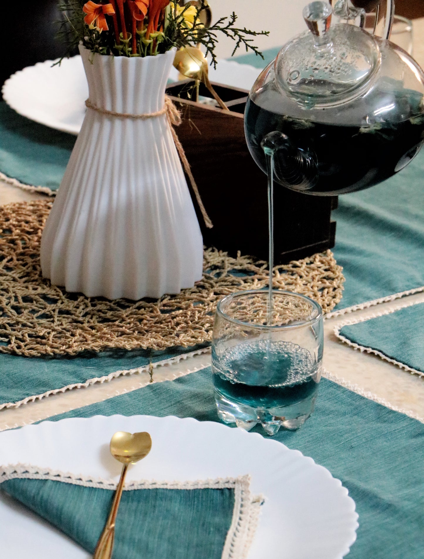 French Flax Table Linen Set : Wedding Favors | House Warming | Soiree | Home (set of 6)