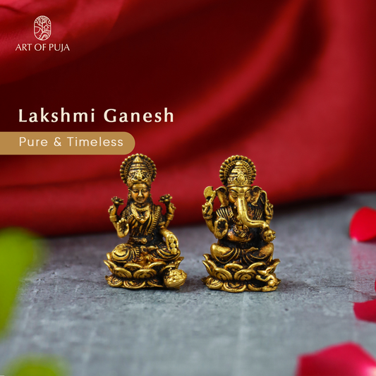 Brass Laxmi-Ganesh Idol(1.5 Inch)