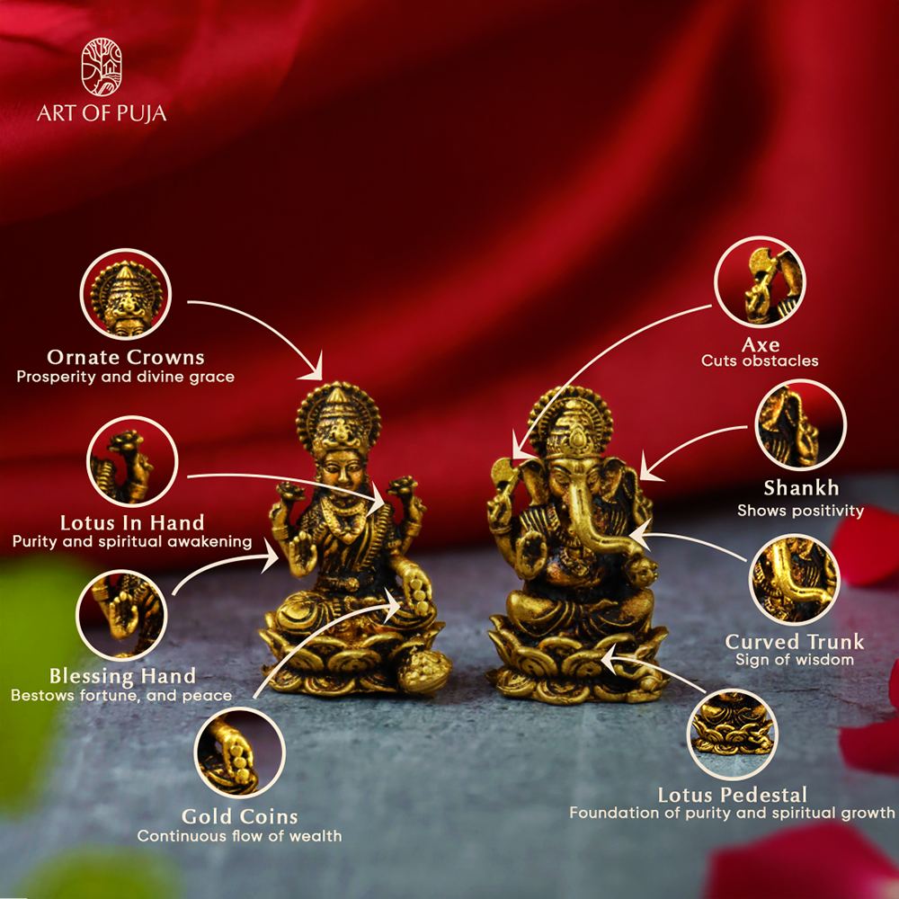 Brass Laxmi-Ganesh Idol(1.5 Inch)