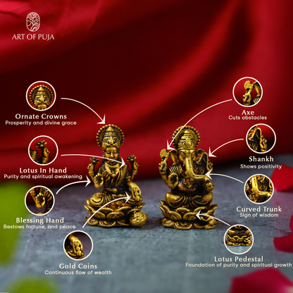 Brass Laxmi-Ganesh Idol(1.5 Inch)
