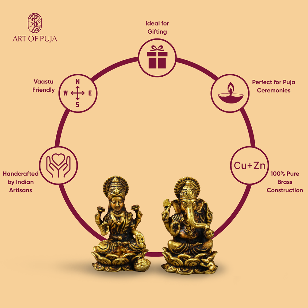 Brass Laxmi-Ganesh Idol(1.5 Inch)
