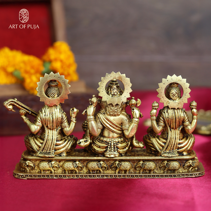 Brass Laxmi Ganesh Sarswati Idol (2.5 Inch)